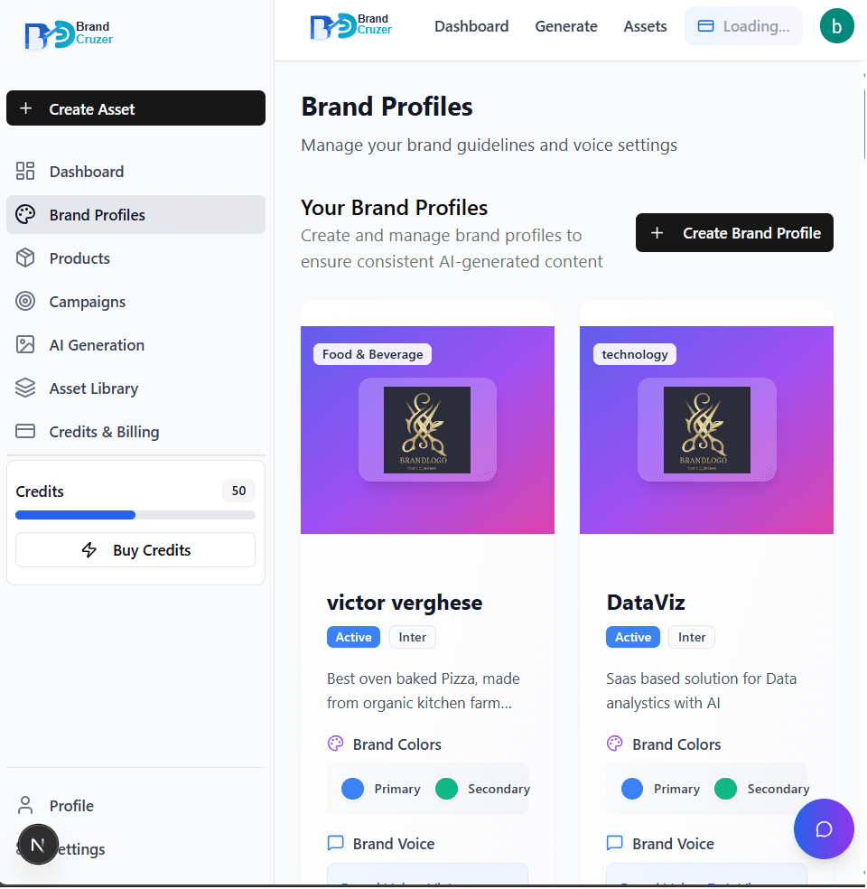 BrandCruzer AI Generation Interface